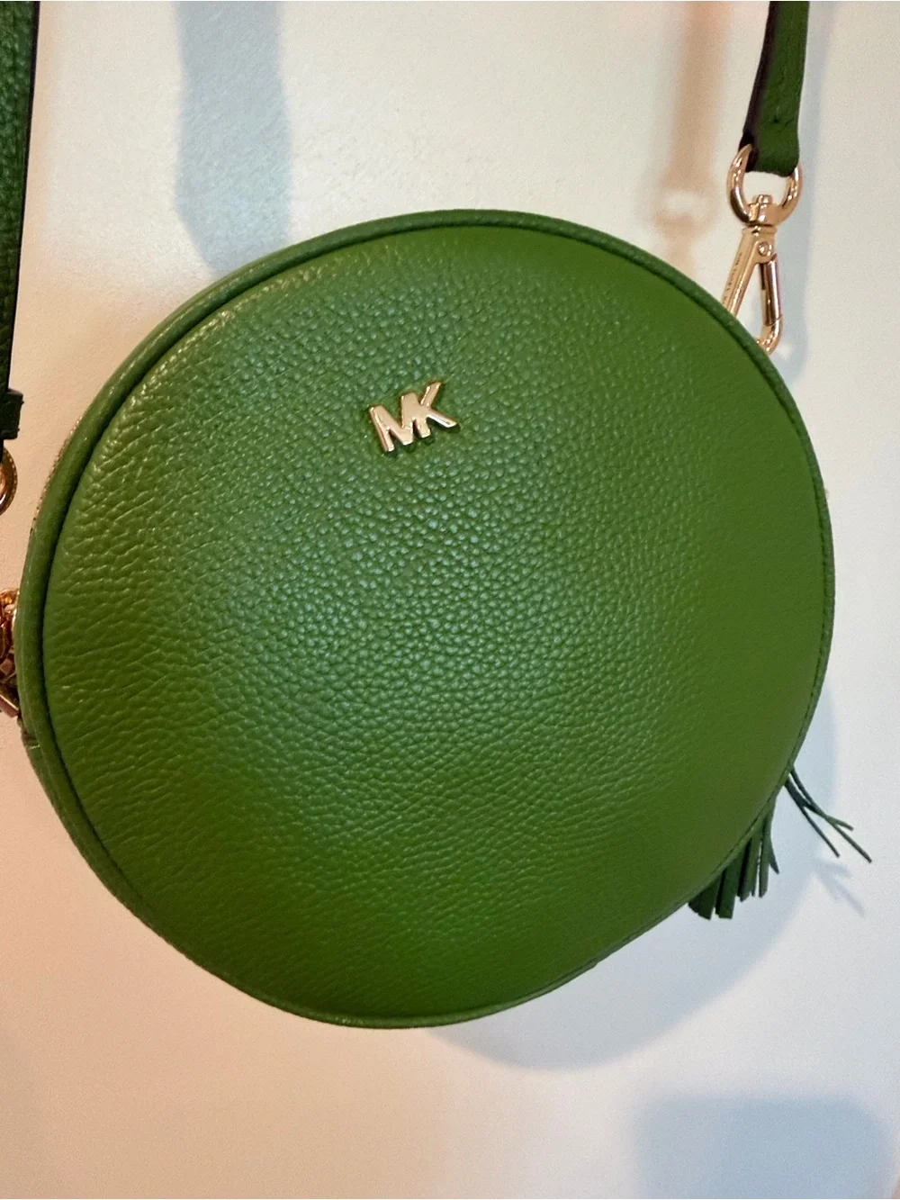 Michael Kors True Green Canteen Leather Crossbody with Tassel